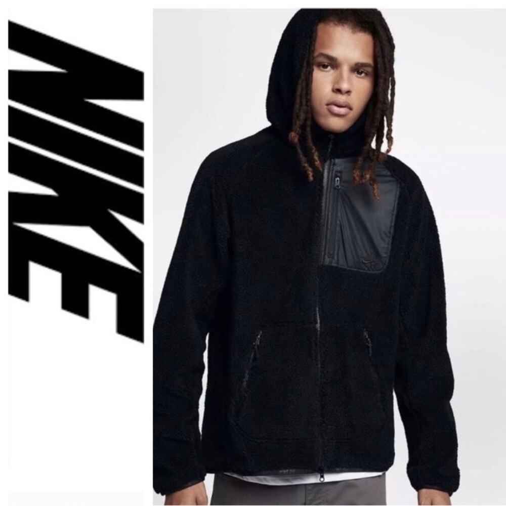 Nike SB Everett Men's Hooded Zip Up Fleece Jacket in Black size Large